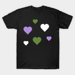 Gender Queer Pride Hearts Pixel Art T-Shirt